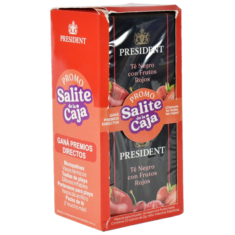 Promo X 2 Té President Negro Frutos Rojos 20 Sobres