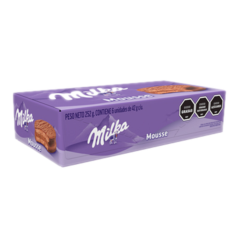 Alfajor Milka Mousse Leche 6 Unidades 252 G