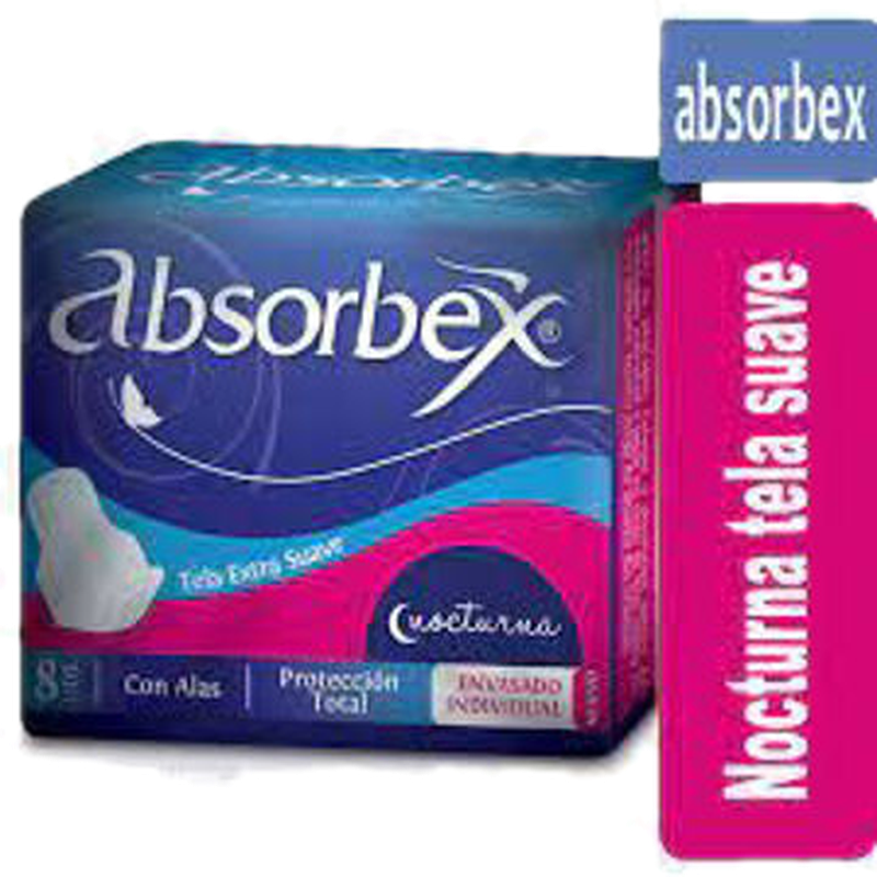 Absorbex Nocturna Tela Extra Suave 8 Unidades