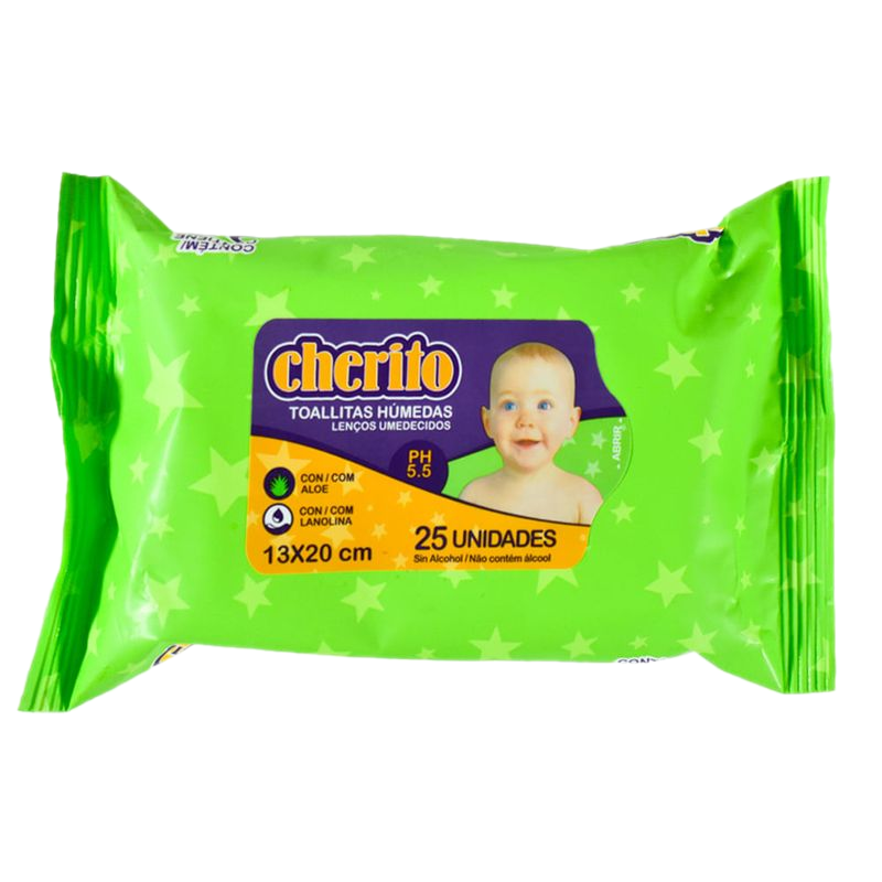 Toallas Húmedas Cherito Lanolina 25 Unidades