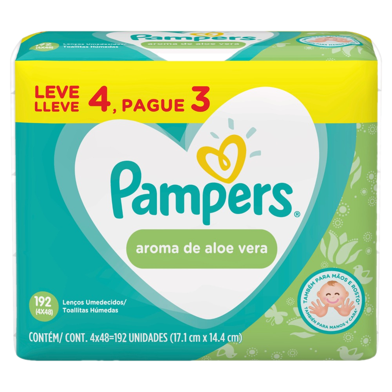 Toallitas Húmedas Pampers Aloe Vera 192 Unidades