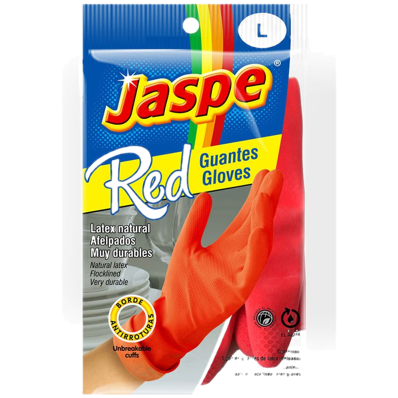 Guante Latex Jaspe Rojo Grande
