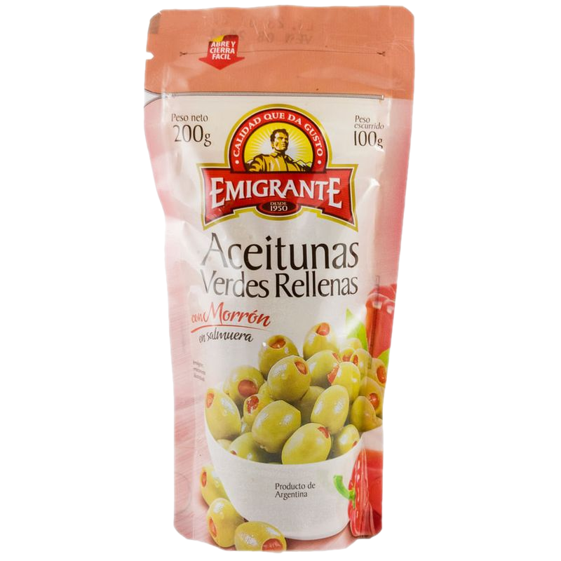 Aceitunas Verdes Rellenas Con Morrón Emigrante 100 G