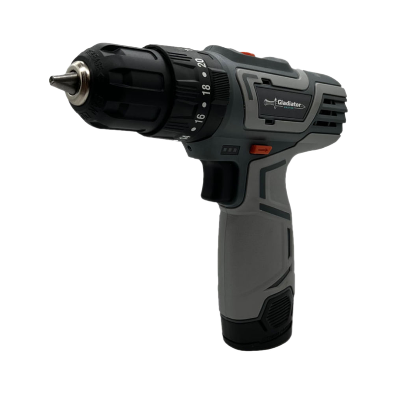 Taladro Atornillador Gladiator 10mm Rec .12 V Con Bateria Y Cargador En Kit