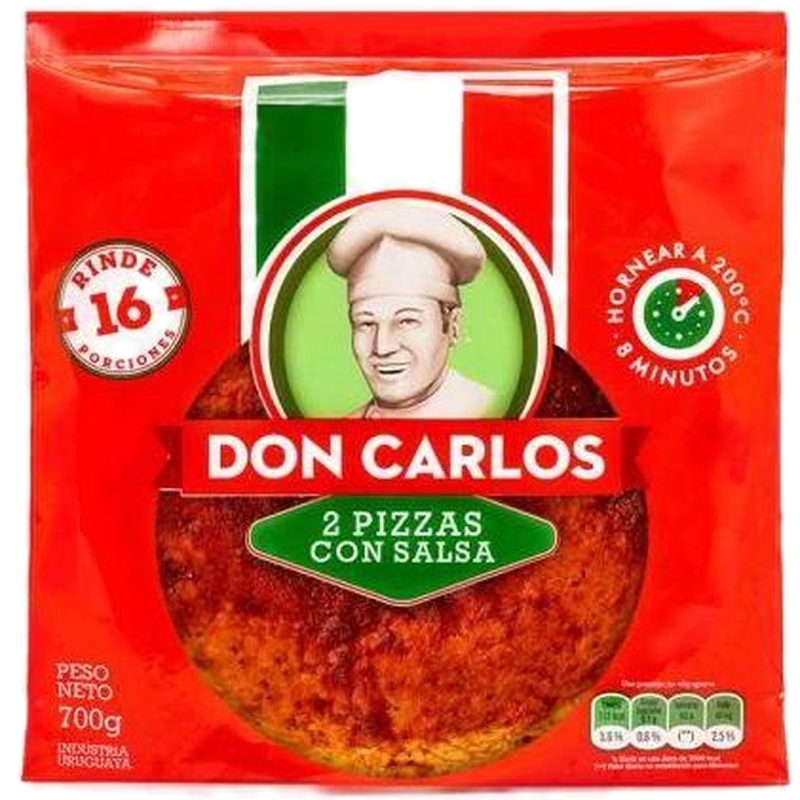 Pizzas Don Carlos Con Salsa (2 Unidades) 700 G