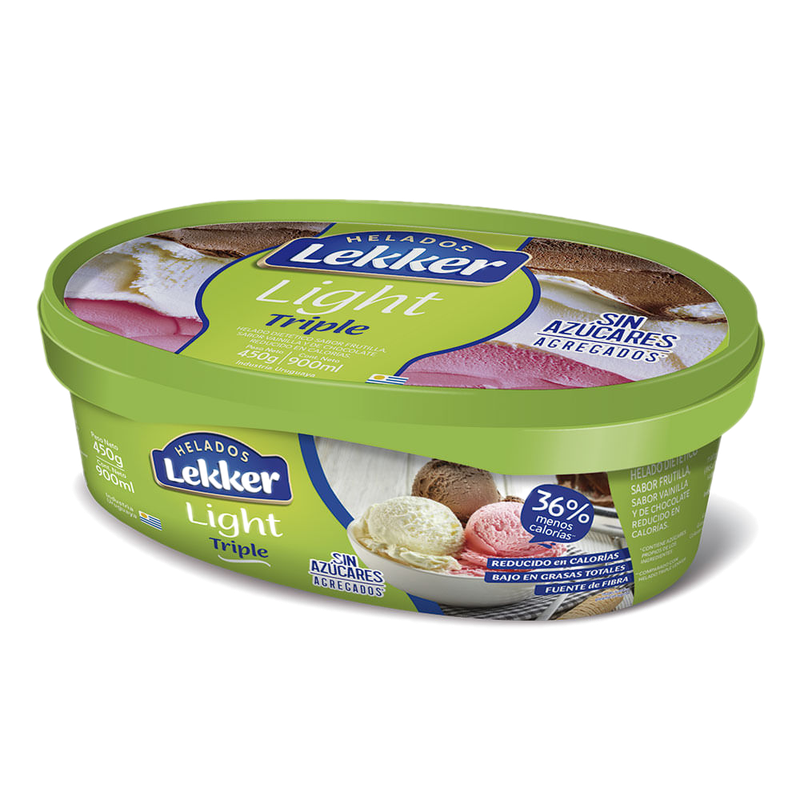 Helado Lekker Frutilla Crema Chocolate Light 900 Ml