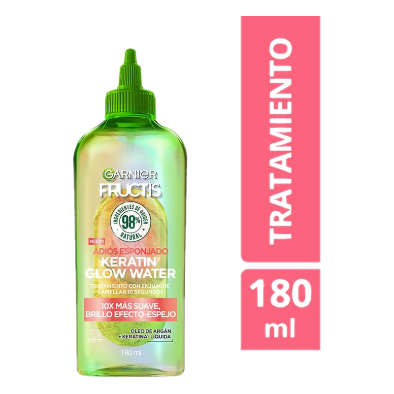 Tratamiento Con Enjuague Keratin Glow Water Garnier Fructis Adiós Esponjado 180 Ml