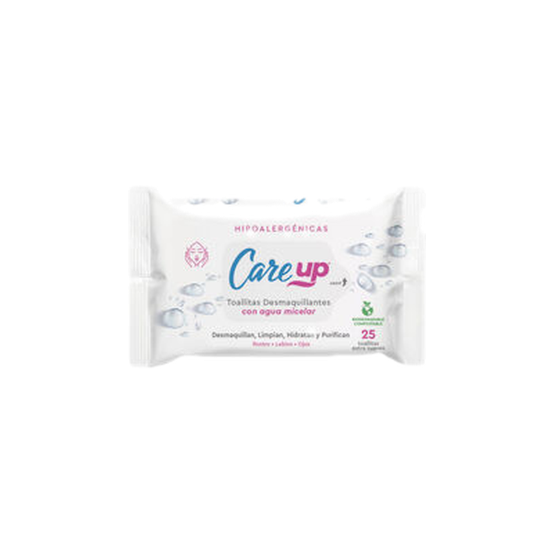Toallita Desmaquillante Care Up Agua Micelar 25 Unidades
