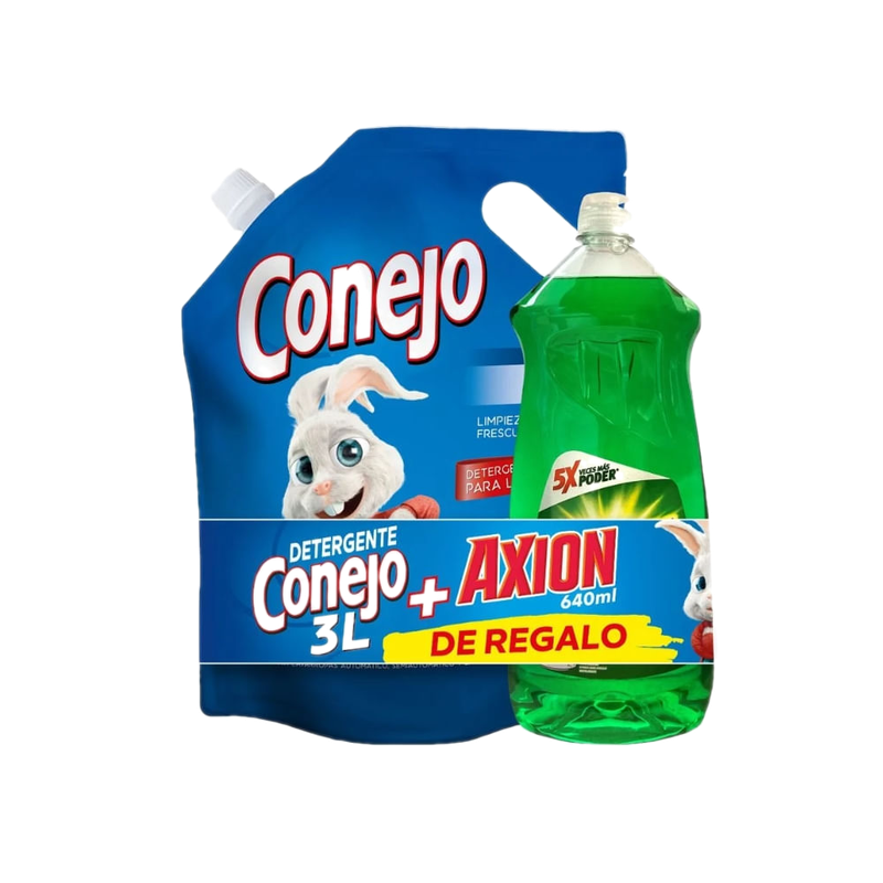 Pack Deter Conejo Fresh 3 L + Detergente Axion De Regalo