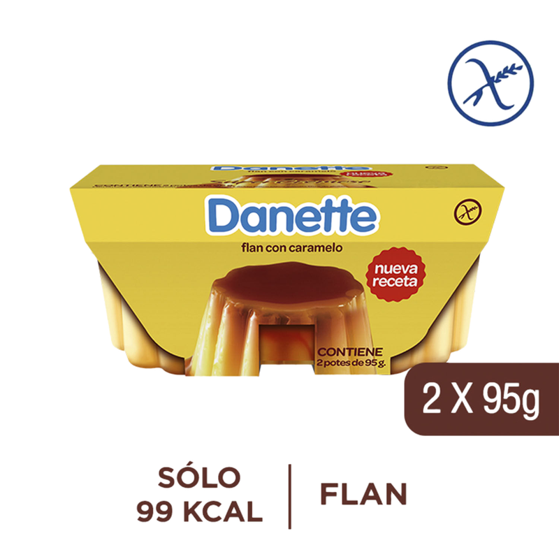 Postre Danette Flan Con Caramelo 2 Unidades 95 G