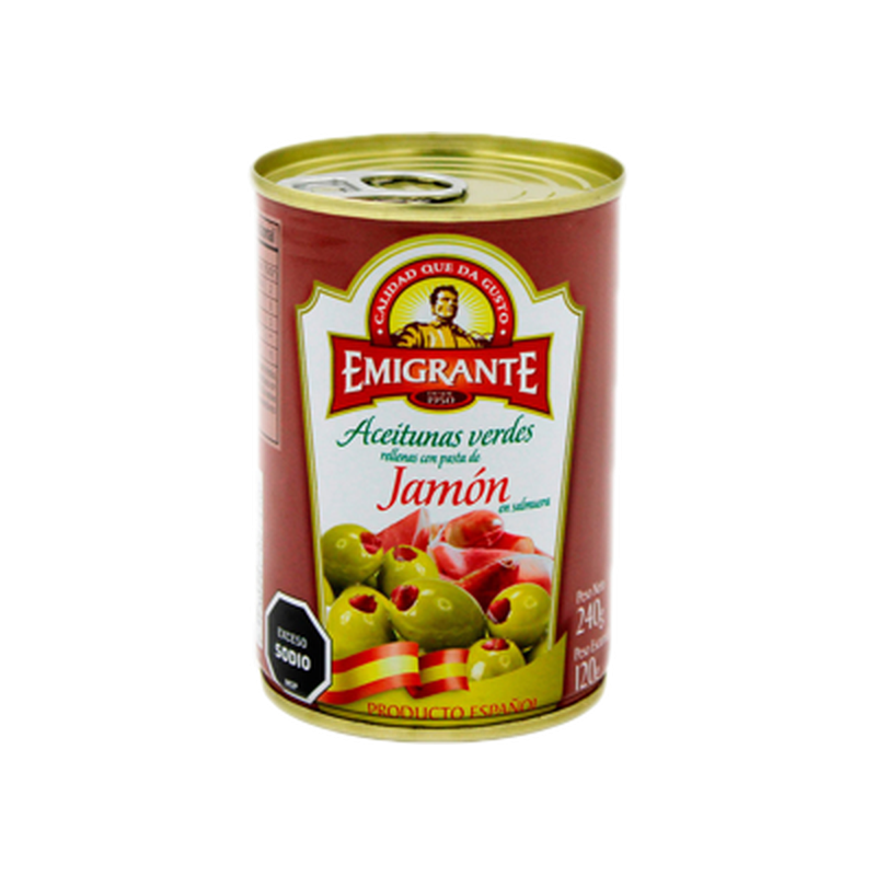 Aceitunas Verdes Rellenas Con Jamón Emigrante 240 G