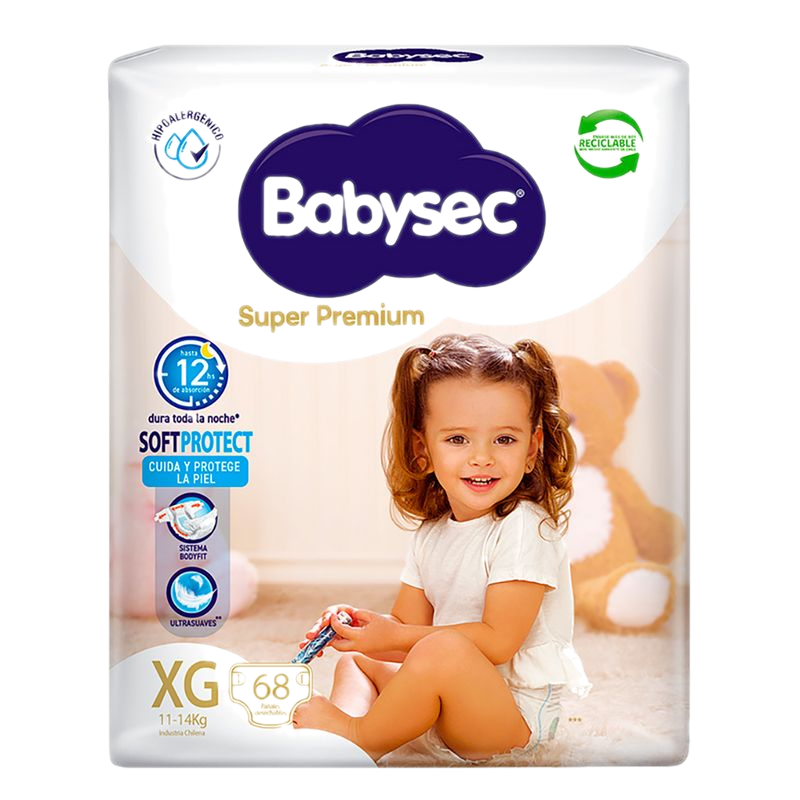 Pañal Babysec Super Premium Xg 68 Unidades