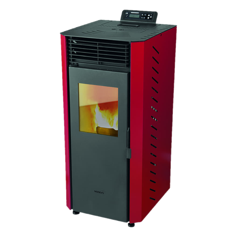 Calefactor A Pellet Vivion Eco Start Rojo 12 Kw