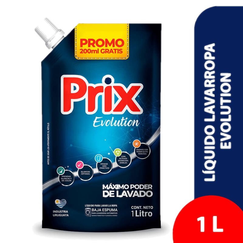 Detergente Líquido Ropa Prix Evolution Doy Pack 1 L
