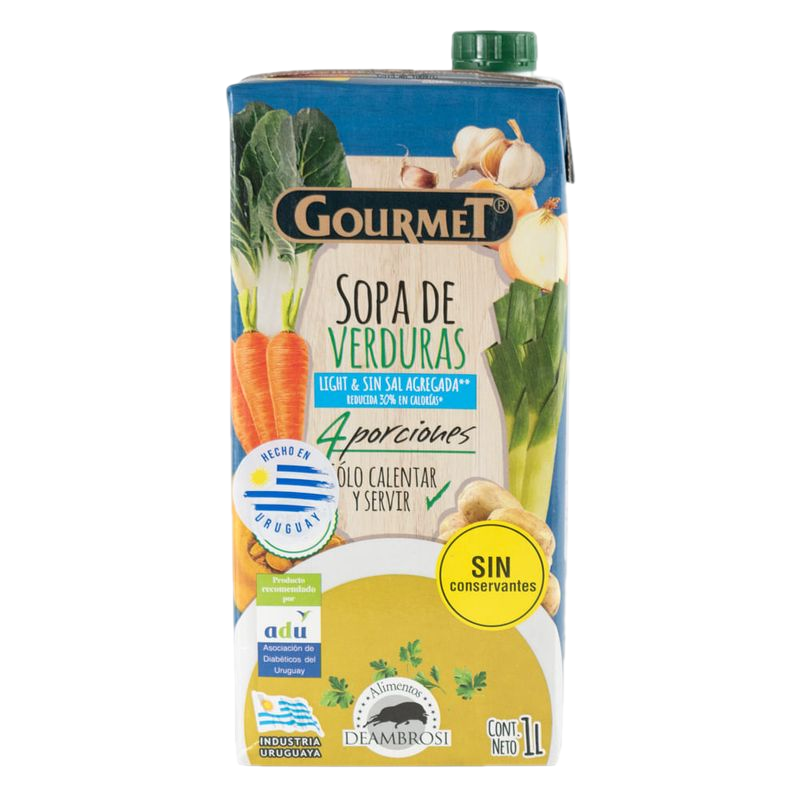 Sopa De Verduras Gourmet Light Sin Sal 1 L