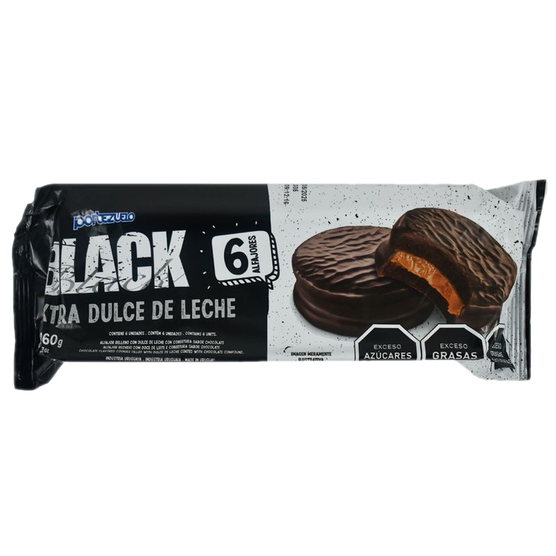 Pack 6 Unidades Alfajor Black Portezuelo Extra Dulce De Leche