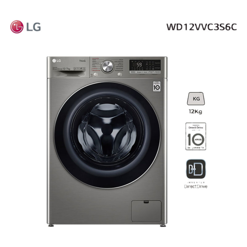 Lavasecarropas Lg Carga Frontal Wd12vvc456c 12 Kg