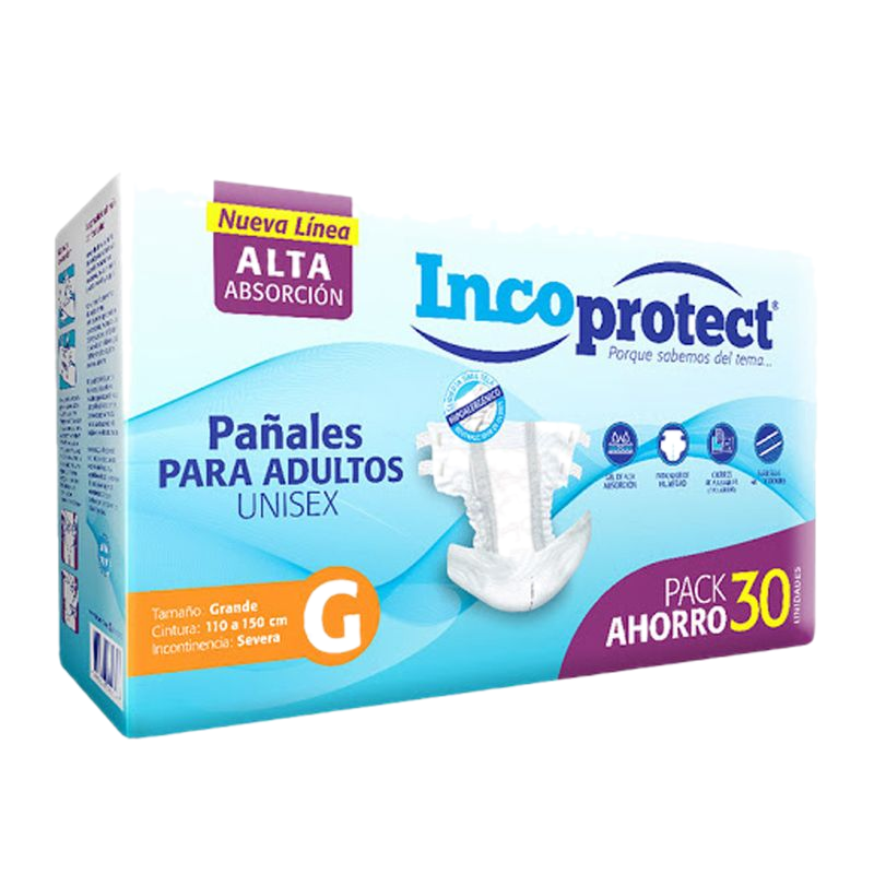 Pañal Para Adultos Incoprotect Talle G 30 Unidades