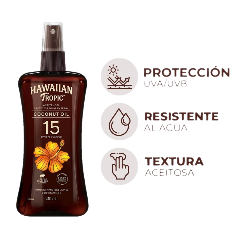 Protector Solar Hawaiian Tropic Spray Aceite Fps15 240 Ml