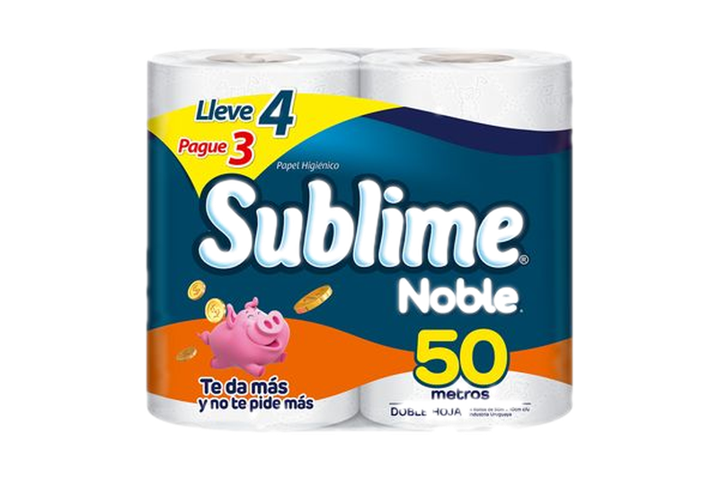 Papel Higiénico Sublime Doble Hoja 4 Rollos 50 Mts
