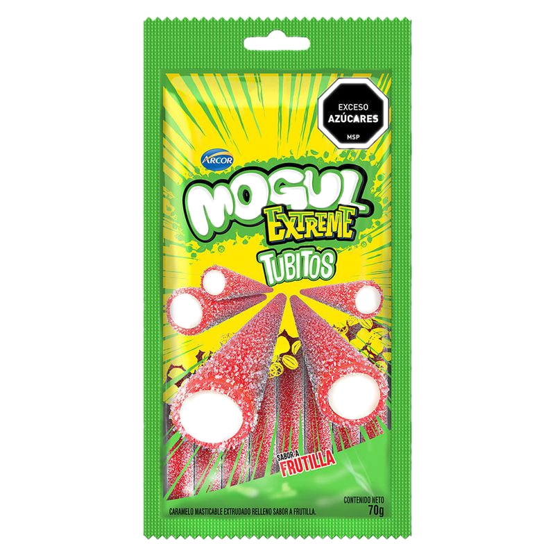 Gelatinas Tubitos Mogul Extreme Frutilla 70 G