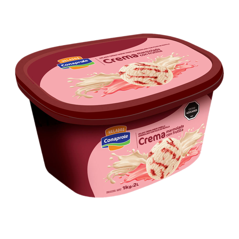 Helado Conaprole Vainilla Marmolado Con Pulpa De Frutillas 2 L