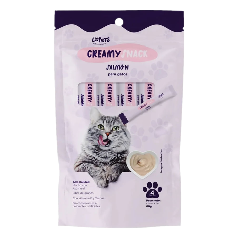 Snack Cremoso Para Gatos Lopets Sabor Salmón 60 G