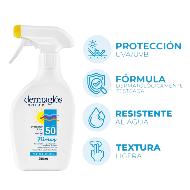 Protector Solar Dermaglós Para Niños Fps50+ Gatillo 250 Ml