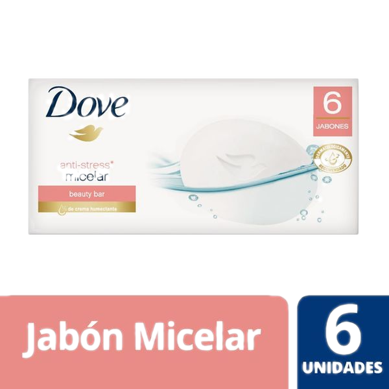 Jabon De Tocador Dove Micelar 90 G Pack 6 Unidades