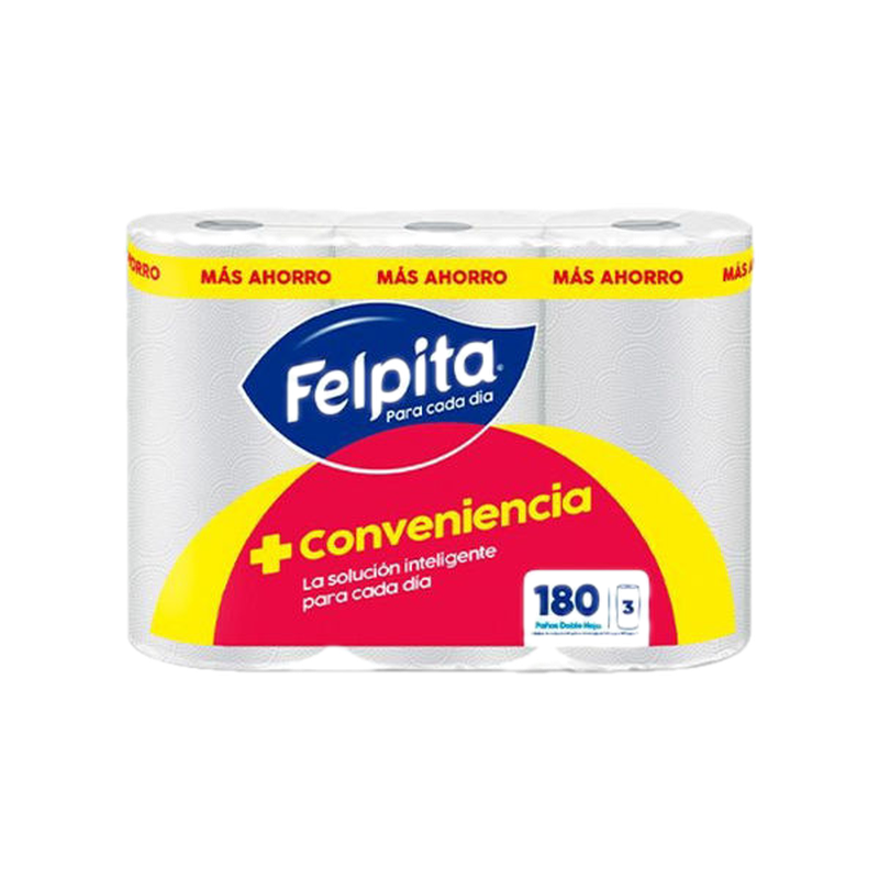 Felpita Rollo De Cocina X 3 Doble Hoja 180 Unidades