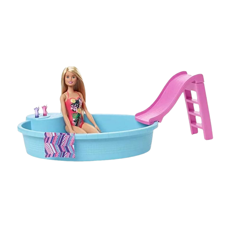 Barbie Piscina Y Tobogan Con Muneca Mattel