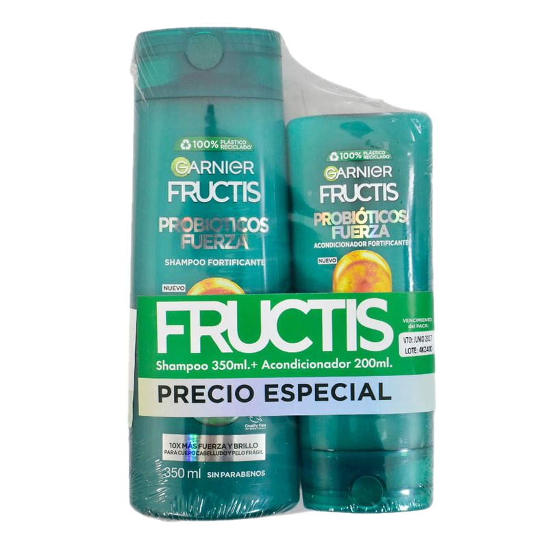 Pack Fructis Probiótico Shampoo 350 Ml + Acondicionador 200 Ml