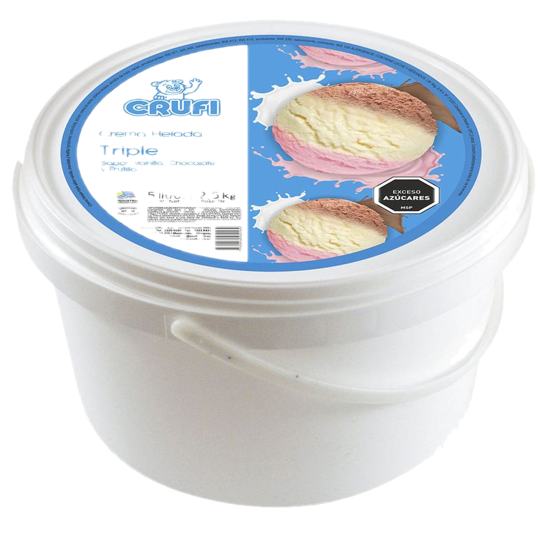Helado Crema, Chocolate Y Frutilla Crufi 5 L