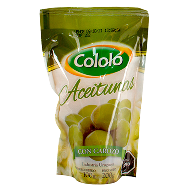Aceitunas Verde Con Carozo Cololó Doypack 100 G
