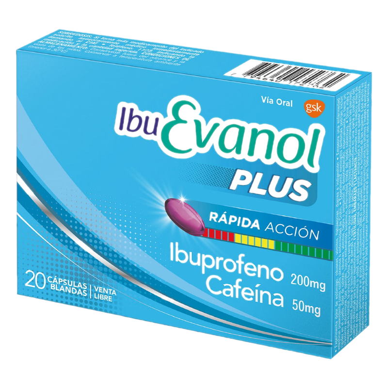 Ibuevanol Plus 200 Mg/50 Mg 20 Cápsulas Blandas De Rápida Acción
