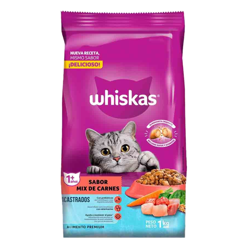 Alimento Para Gatos Castrados Mix De Carnes Whiskas 1 Kg