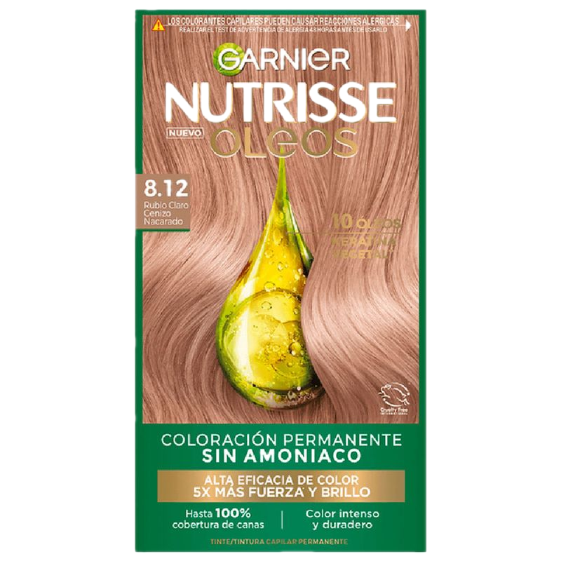 Coloración Nutrisse Óleos Rubio Claro Platinado 8.12