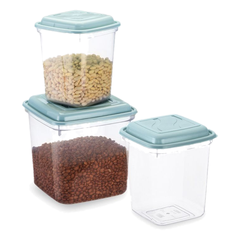 Set De 3 Viandas Rainha Base Cuadrada