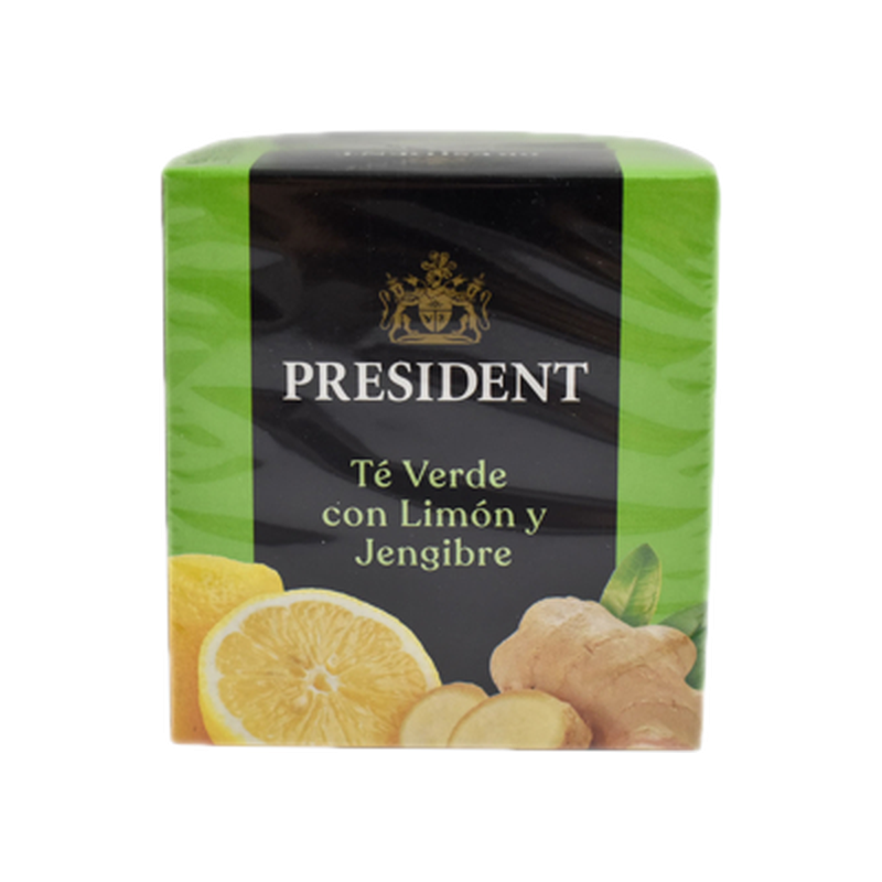 Té Verde Con Limón Y Jengibre President X 10 Sobres