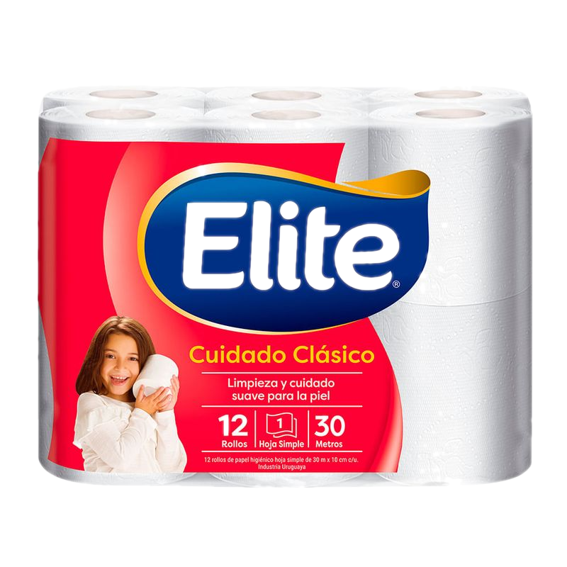 Papel Higiénico Elite Hoja Simple Con Aloe 12 Unidades