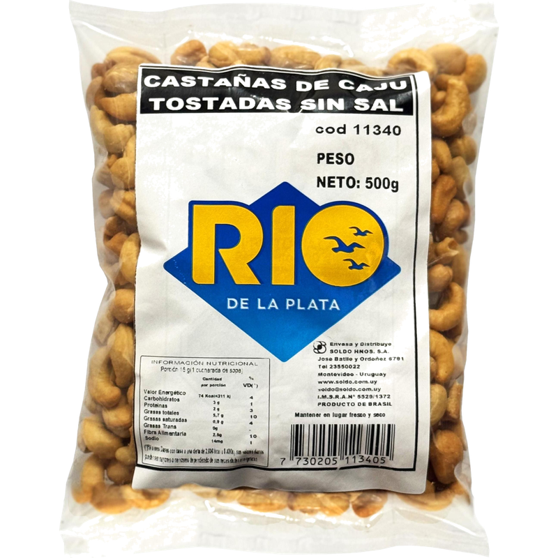Castañas De Cajú Sin Sal Rio De La Plata 500 G