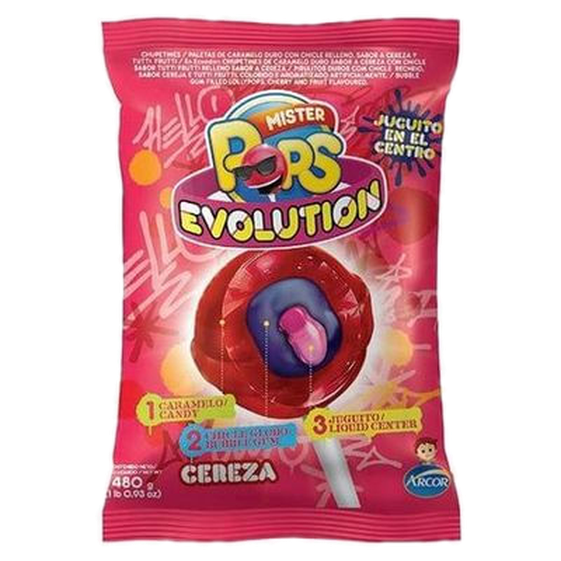 Chupetin Mister Pops Cherry 432 G
