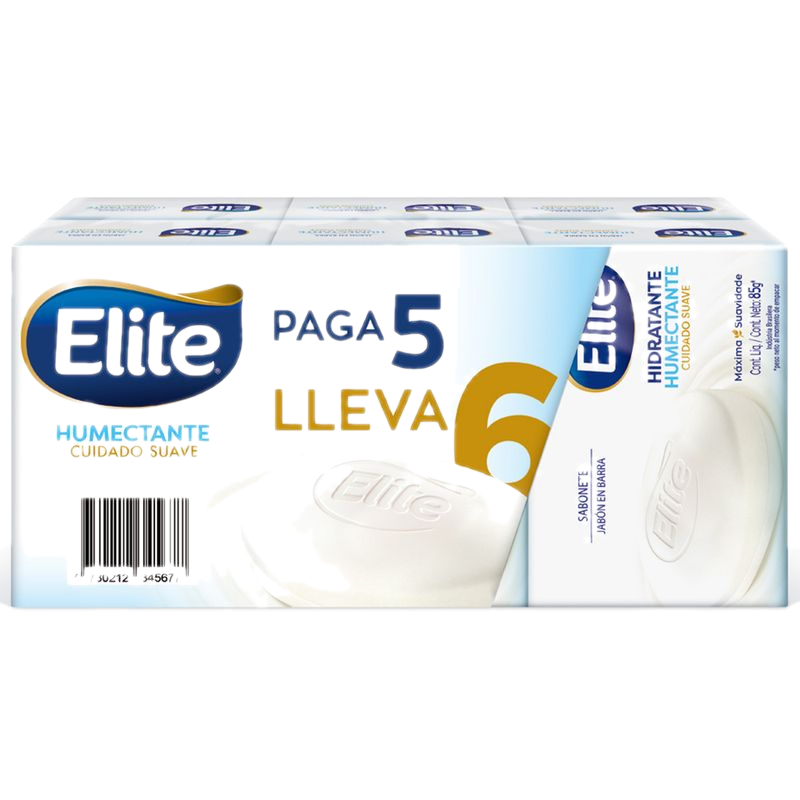 Pack 6x5 Jabón De Tocador Elite Humectante 85 G