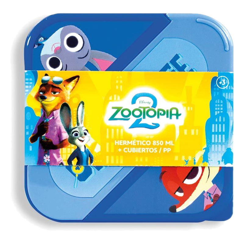 Vianda 850 Ml + Cubiertos Zootopia