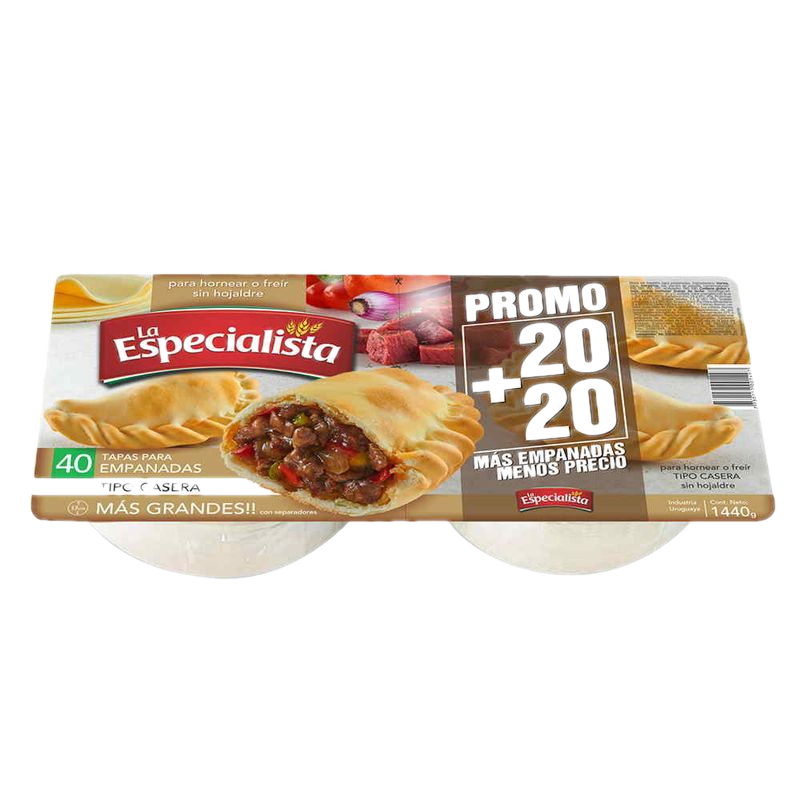 Tapa Empanadas La Especialista Caseras 40 Unidades 1.44 Kg