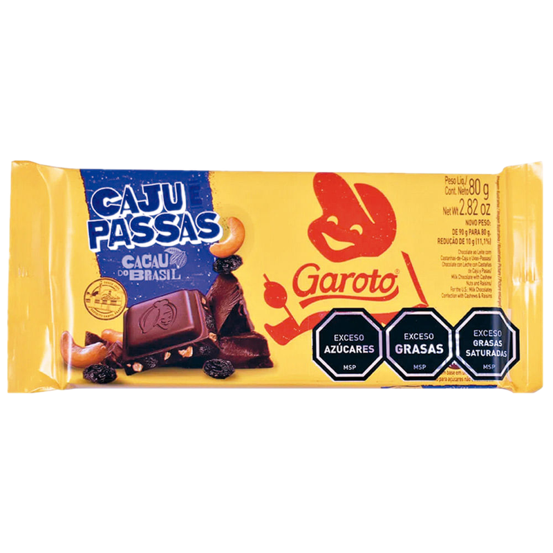 Chocolate Garoto Cajú Y Pasas 80 G