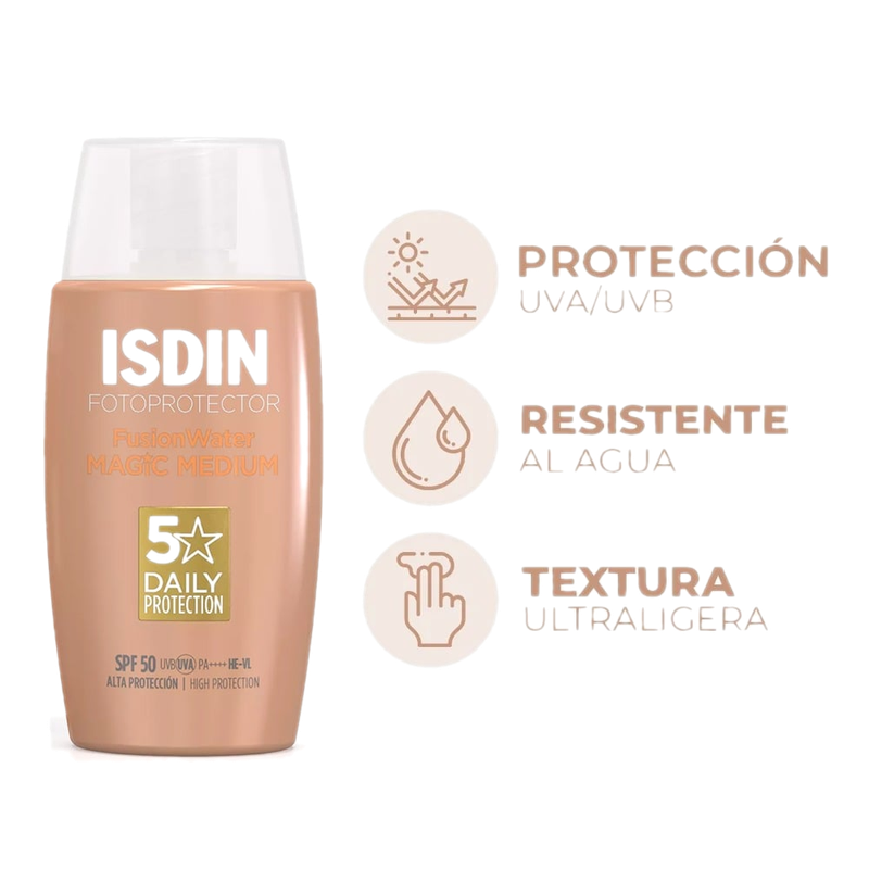 Protector Solar Facial Isdin Fusion Water Color Fps50 Unifica El Tono 50 Ml