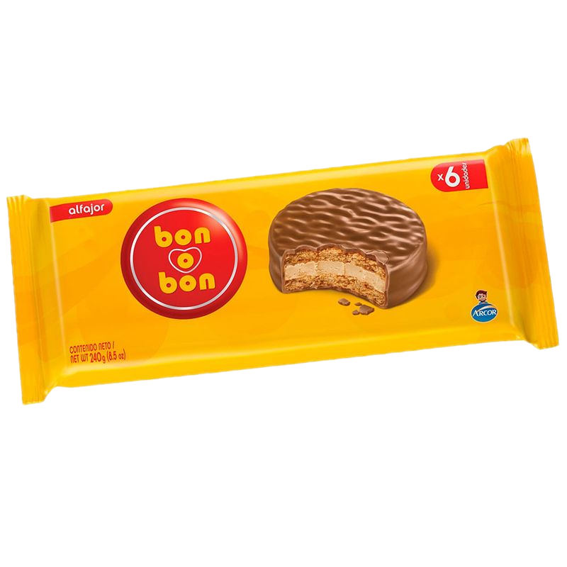 Pack 6 Unidades Alfajores Bon O Bon Leche 240 G