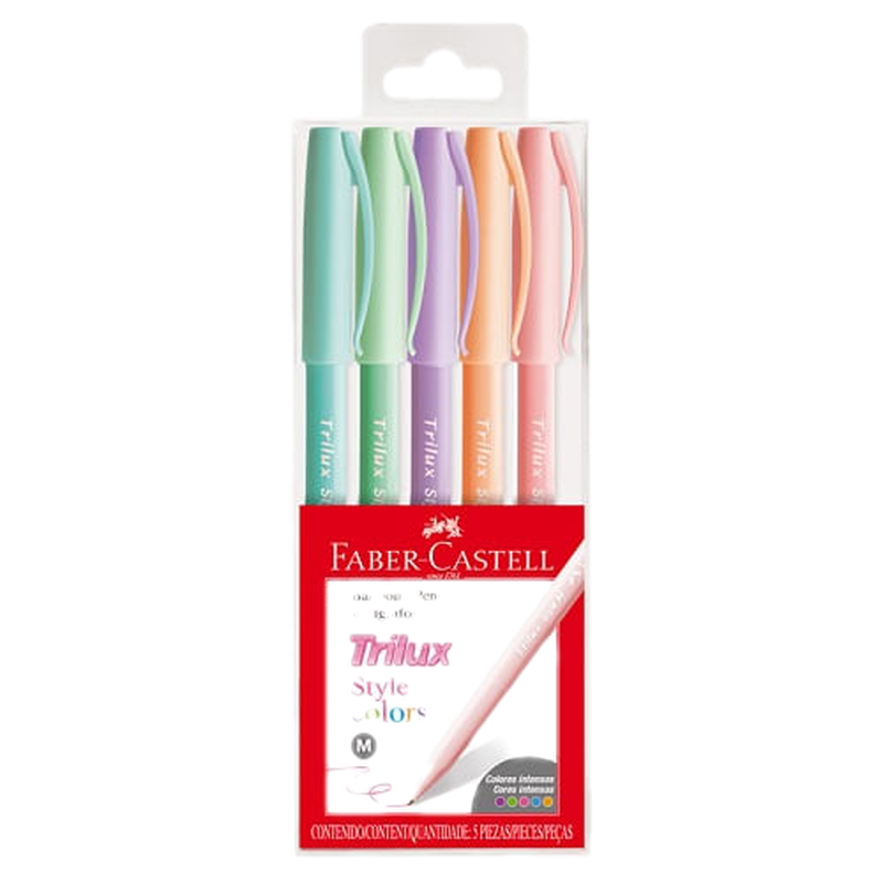 Boligrafo Faber Castell Trilux Pastel 5 Unidades