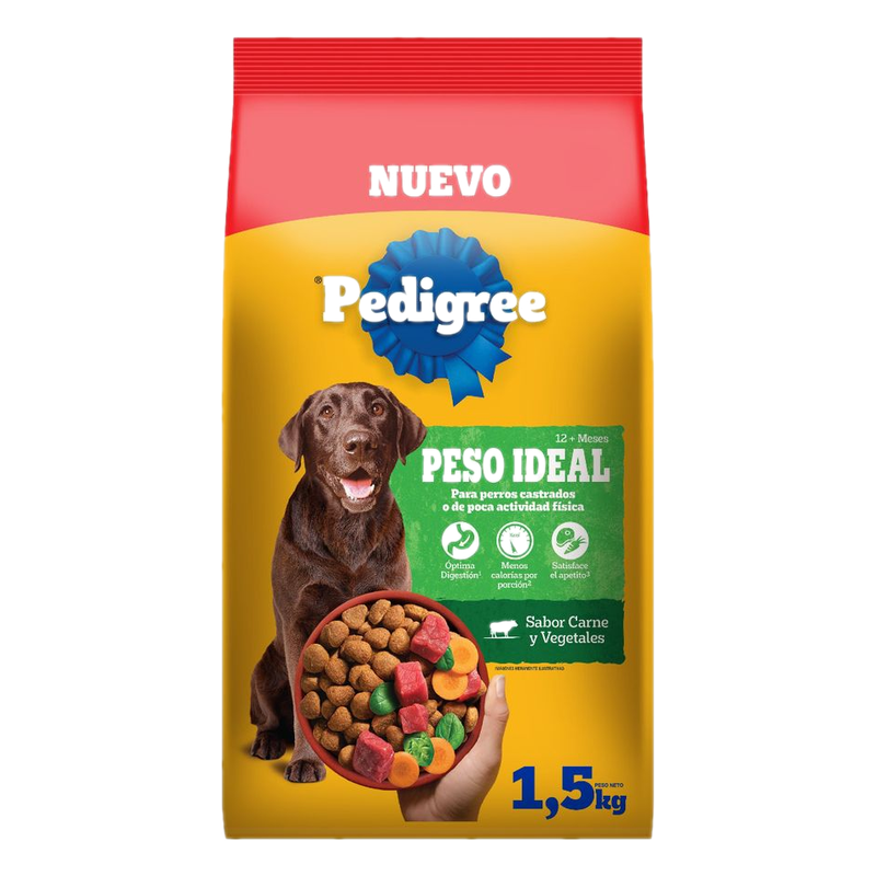Alimento Para Perros Pedigree Peso Ideal Para Perros Castrados Carne Y Vegetales 1,5 Kg